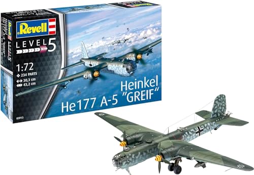 Revell 03913 Heinkel He177 A-5 Greif 14 Modellbausatz im Maßstab 1:72 Level 5orginalgetreue Nachbildung mit vielen Details, 14 Jahre to 99 Jahre, Multicolour Revell 03913 Heinkel He177 A-5 Greif 14 Modellbausatz im Maßstab 1:72 Level 5orginalgetreue Nachbildung mit vielen Details, 14 Jahre to 99 Jahre, Multicolour von Revell