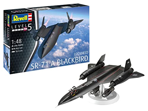 Revell 04967 Lockheed SR-71 A Blackbird, Modellflugzeug zum Selberbauen im Maßstab 1:48, 68,2 cm originalgetreuer Modellbausatz für Experten, zum Bemalen von Revell