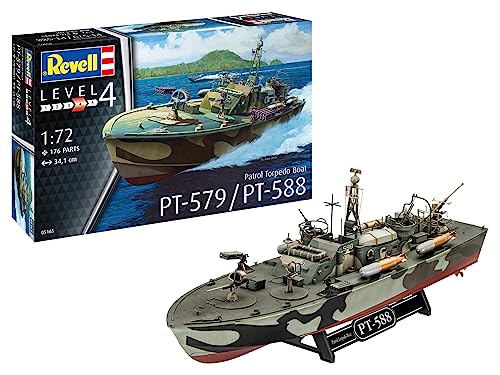 Revell 05165 Patrol Torpedo Boat PT-588/PT-579, Schiffsmodellbausatz 1:72, 34,1 cm Other License Torpedoboot originalgetreuer Modellbausatz für Fortgeschrittene, unlackiert, 1/72 Revell 05165 Patrol Torpedo Boat PT-588/PT-579, Schiffsmodellbausatz 1:72, 34,1 cm Other License Torpedoboot originalgetreuer Modellbausatz für Fortgeschrittene, unlackiert, 1/72 von Revell