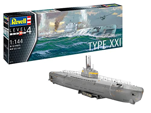 Revell 05177 1:144-German Submarine Typ XXI Fahrzeug originalgetreuer Modellbausatz für Fortgeschrittene, unlackiert, STK Revell 05177 1:144-German Submarine Typ XXI Fahrzeug originalgetreuer Modellbausatz für Fortgeschrittene, unlackiert, STK von Revell