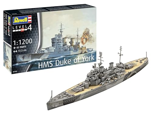 Revell Modellbau I Model Set HMS Duke of York I Maßstab 1:1200 I 45 Teile I Bastelset ab 12 Jahren I Detailgetreues Modell I Historisches Schiff I Modellbausatz von Revell