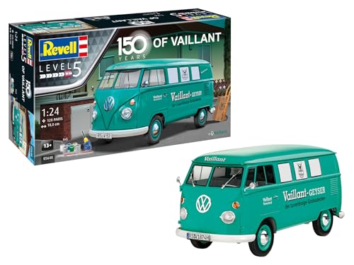 Revell Modellbauauto I 150 Jahre Vaillant – VW T1 Bus I Geschenkset im Maßstab 1:24 I 128 Teile I Bastelset ab 13 Jahren I Authentische Nachbildung von Revell