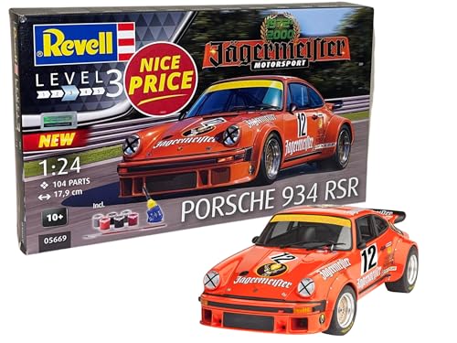 Revell NICE PRICE I Geschenkset Porsche 911 Jägermeister Motor Sport 50th Anniversary I Rennwagen für Bastler I Geschenkset für Kinder & Erwachsene I Geschenk zu jedem Anlass I Ab 10 Jahren von Revell