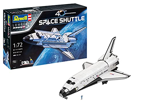 Revell Geschenkset I Space Shuttle, 40th. Anniversary I Raumschiffmodell im Maßstab 1:72 I Für Kinder und Erwachsene ab 13 Jahren I 48,9 cm Lang I Modellbausatz mit Farben, Kleber & Pinsel von Revell