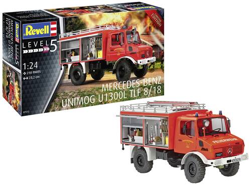 Revell 07512 Mercedes-Benz Unimog U 1300L Feuerwehr TLF 8/18 Truckmodell Bausatz 1:24 von Revell