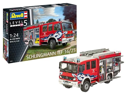 Revell Modellbausatz I Schlingmann TLF 16/25 I Feuerwehrfahrzeug I Maßstab: 1:24 I 228 Teile I Bastelset ab 13 Jahren I Authentische Nachbildung I Ideal für Feuerwehrfans von Revell