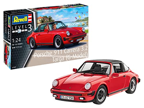 Carrera 07689 Porsche 911 3.2 Targa (G-Model), Modellauto zum Selberbauen im Maßstab 1:24, 17,9 cm originalgetreuer Modellbausatz für Einsteiger, zum Bemalen von Revell