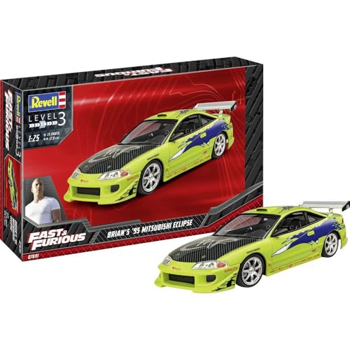 Revell 7691 RV Fast & Furious Brian's 1995 Mitsubishi Eclipse 1:25 Modellauto Modellbau, unlackiert von Revell