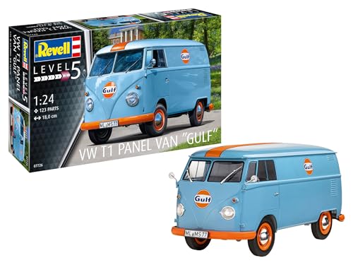 Revell Modellbau I Modellset VW T1 Panel Van (Gulf Decoration) I Maßstab 1:24 I 125 Teile I Ab 13 Jahren I Volkswagen I Klassiker I Auto Modell I Bastelset von Revell