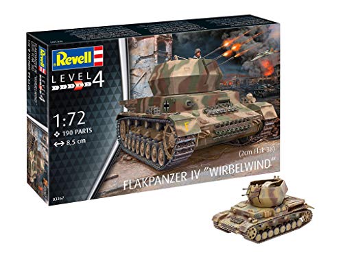 Revell 12 Modellbausatz 03267 Flakpanzer IV Wirbelwind (2 cm Flak 38), Militär-Bausatz im Maßstab 1:72, Level 4, originalgetreue Nachbildung mit vielen Details, Multicolour von Revell