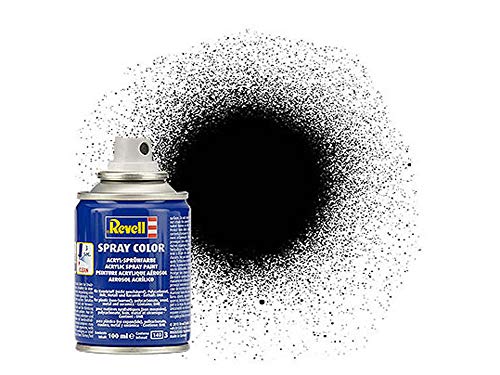 Revell Modellbausatz Spraydose Schwarz seidenmatt I Praktische 100-ml-Sprühdose I Ideal für präzise Farbaufträge auf Modellen und Modellen I Schnelltrocknend für effizientes Arbeiten von Revell