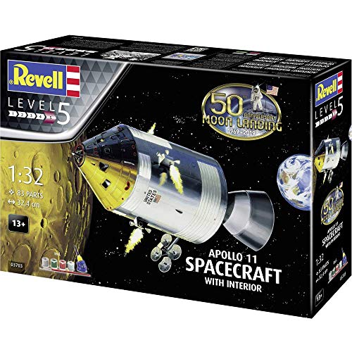 Revell 03703 Jubiläumsset Mondlandung Apollo 11 Spacecraft & Interior, 1:32/32,4cm Weltraum originalgetreuer Modellbausatz für Experten, mit Basis-Zubehör, unlackiert Revell 03703 Jubiläumsset Mondlandung Apollo 11 Spacecraft & Interior, 1:32/32,4cm Weltraum originalgetreuer Modellbausatz für Experten, mit Basis-Zubehör, unlackiert von Revell