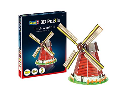 Revell 3D Puzzle 00110 Holländische Windmühle, EIN Wahrzeichen der Niederlande Die Welt in 3D entdecken, Bastelspass für Jung und Alt, farbig von Revell