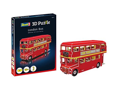 Revell 3D Puzzle 00113 I London Bus I 66 Teile I 4 Stunden Bauspaß für Kinder und Erwachsene I ab 10 Jahren I Londons ikonischen Doppeldeckerbus selber zusammenbauen von Revell