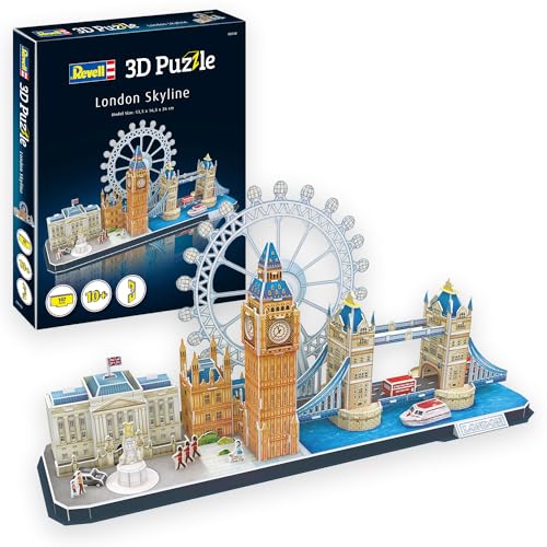 Revell 3D Puzzle 00140 Skyline mit Buckingham Palace, London-Eye, Tower Bridge und Big Ben Gebäude Die Welt in 3D entdecken, Bastelspass für Jung und Alt, farbig Revell 3D Puzzle 00140 Skyline mit Buckingham Palace, London-Eye, Tower Bridge und Big Ben Gebäude Die Welt in 3D entdecken, Bastelspass für Jung und Alt, farbig von Revell