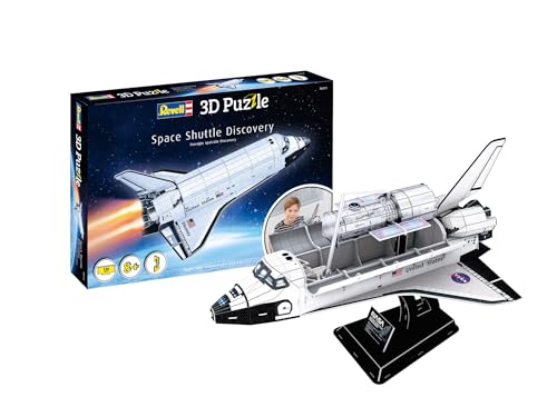Revell 3D Puzzle I Space Shuttle Discovery I Für Raumfahrt-Enthusiasten I 126 Teile für Kinder, Erwachsene, Jungen und Mädchen ab 8+ Jahren I inkl. Ständer I Bauspaß und Geschenkidee I 49 cm Lang von Revell
