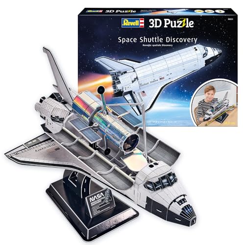 Revell 3D Puzzle I Space Shuttle Discovery I Für Raumfahrt-Enthusiasten I 126 Teile für Kinder, Erwachsene, Jungen und Mädchen ab 8+ Jahren I inkl. Ständer I Bauspaß und Geschenkidee I 49 cm Lang von Revell