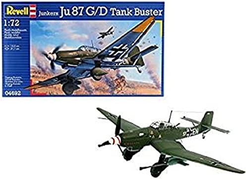 Revell Revell_04692 Modellbausatz Flugzeug 1:72 - Junkers Ju87 G/D Tank Buster im Maßstab 1:72, Level 3, originalgetreue Nachbildung mit vielen Details, 04692, Unlackiert von Revell