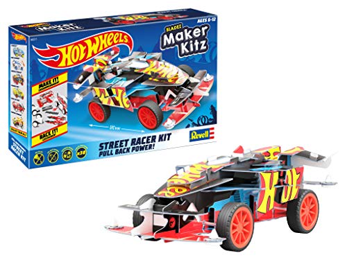 Revell 50311 Winning Formula, Spielzeugauto 1:32 mit Sprungschanze Hot Wheels Maker Kitz-zusammenbauen und losfahren, mit Rückziehmotor (Pull Back), schwarz/rot von Revell