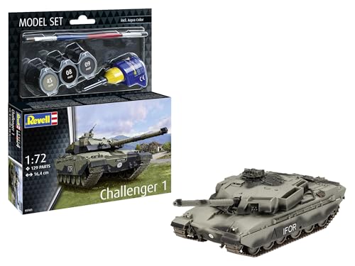 Revell 63365 Modellset Challenger 1 im Maßstab 1:72, ungebaut/unlackiert, Plastikmodellbausatz mit Zubehör von Revell