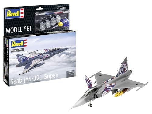 Revell 63776 Modellset Saab JAS-39C Gripen im Maßstab 1:72, ungebaut/unlackiert, Plastikmodellbausatz mit Zubehör Revell 63776 Modellset Saab JAS-39C Gripen im Maßstab 1:72, ungebaut/unlackiert, Plastikmodellbausatz mit Zubehör von Revell