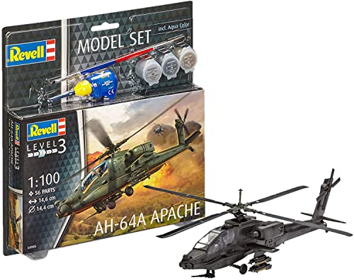Revell 64985 Modellbausatz AH-64A Apache im Maßstab 1:100 Spiel von Revell