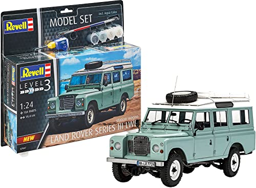Revell 67047 Model Set Land Rover Series III Automodell Bausatz 1:24, 1/100, Unlackiert, Schwarz von Revell