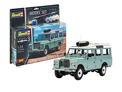 Revell 67047 Model Set Land Rover Series III Automodell Bausatz 1:24, 1/100, Unlackiert, Schwarz von Revell