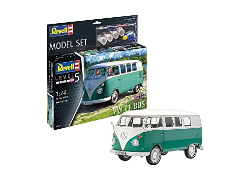 Revell 67675 Model Set VW T1 Bus originalgetreuer Modellbausatz für Profis, Starter Kit mit Basis-Zubehör, unlackiert, STK von Revell