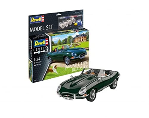 Revell 67687 Model Set Jaguar E-Type Roadster originalgetreuer Modellbausatz für Einsteiger, Starter Kit mit Basis-Zubehör, unlackiert von Revell