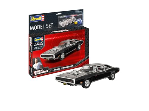 Revell 67693 Model Set F&F Dominixs 1970 Dodge Charger Fast & Furious Fahrzeug originalgetreuer Modellbausatz für Profis, Starter Kit mit Basis-Zubehör, unlackiert, Mittel von Revell