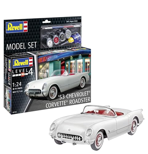 Revell Modellbau, Model Set 1953 Chevrolet Corvette Roadster, Maßstab 1:24, 91 Teile, Ab 12 Jahren, Klassisches Auto, Detaillierte Nachbildung Revell Modellbau, Model Set 1953 Chevrolet Corvette Roadster, Maßstab 1:24, 91 Teile, Ab 12 Jahren, Klassisches Auto, Detaillierte Nachbildung von Revell