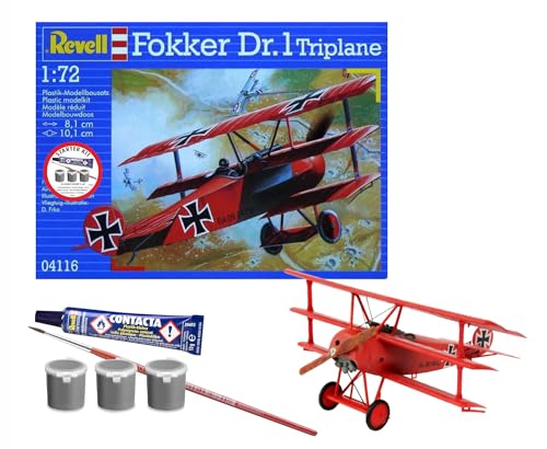 Revell 74116 Starter Kit Fokker DR.1 Dreidecker im Maßstab 1:72, ungebautes Plastikmodellbausatz mit Zubehör Revell 74116 Starter Kit Fokker DR.1 Dreidecker im Maßstab 1:72, ungebautes Plastikmodellbausatz mit Zubehör von Revell