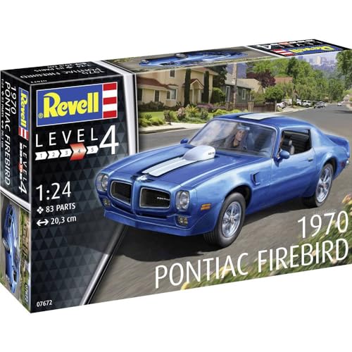 Revell 07672 1970 Pontiac Firebird, Automodellbausatz 1:24, 20,3 cm originalgetreuer Modellbausatz für Fortgeschrittene, unlackiert von Revell