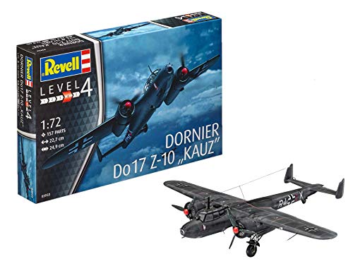 Revell 80-3933 Modellbausatz Flugzeug 1:72 - Dornier Do17 Z-10 Kauz im Maßstab 1:72, Level 4, originalgetreue Nachbildung mit vielen Details, 03933 Revell 80-3933 Modellbausatz Flugzeug 1:72 - Dornier Do17 Z-10 Kauz im Maßstab 1:72, Level 4, originalgetreue Nachbildung mit vielen Details, 03933 von Revell