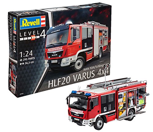 Revell 80-7452 Modellbausatz LKW 1:24 - Feuerwehr MAN TGM / Schlingmann HLF 20 VARUS 4x4 im Maßstab 1:24, Level 4, originalgetreue Nachbildung mit vielen Details, Truck, 7452 von Revell