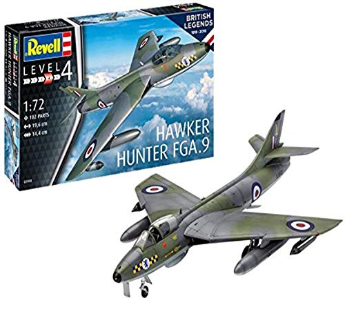 Revell Modellbausatz 03908 British Legends: Hawker Hunter FGA9, Flugzeug-Bausatz im Maßstab 1:72, Düsenjet zum Zusammenbauen, Jubiläumsauflage der Royal Air Force von Revell
