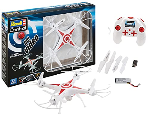 Revell Control Quadrocopter GO! VIDEO I 480p Kamera I Outdoor-fähige Drohne I Verschiedene Geschwindigkeitsstufen I GHz-Fernsteuerung I Wechselbarer LiPo-Akku und USB-Ladegerät I ab 12 Jahren von Revell Control