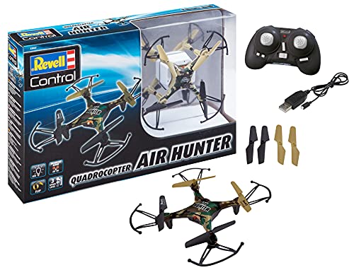 Revell RC Quadrocopter “Air Hunter” | Ferngesteuertes Flugzeug | 3 Geschwindigkeitsstufen | Flip Funktion | Headless Mode | LiPo-Akku und USB-Ladekabel | Camouflage Look | Ab 12 Jahren von Revell