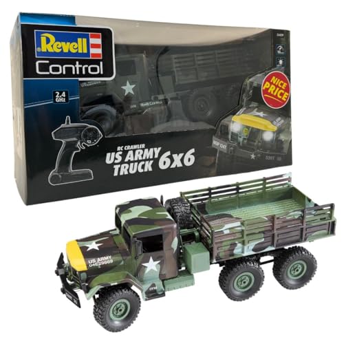 Revell Control US Army Truck I ferngesteuerter Militär Truck im Maßstab 1:16 I Hochwertige Verarbeitung I 6 angetriebene Räder I Perfekt für Offroad-Abenteuer und Militärfahrzeug-Fans ab 8 Jahren von Revell