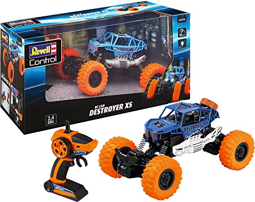 Revell Control Car Destroyer XS I Maßstab 1:18 I Perfekt für Innen- und Außenabenteuer I 2,4 GHz Fernsteuerung I LED-Frontscheinwerfer für Nachtfahrten I Ideales Geschenk für RC-Fans ab 8 Jahren von Revell