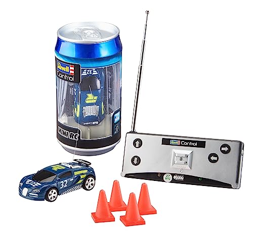 Revell Control Mini RC Car Racer I I Maßstab 1:43 I Ideal für Kinder und Rennbegeisterte I Zwei Betriebsfrequenzen für packende Rennen I Geeignet für Innen- und Außenbereiche, Blau von Revell