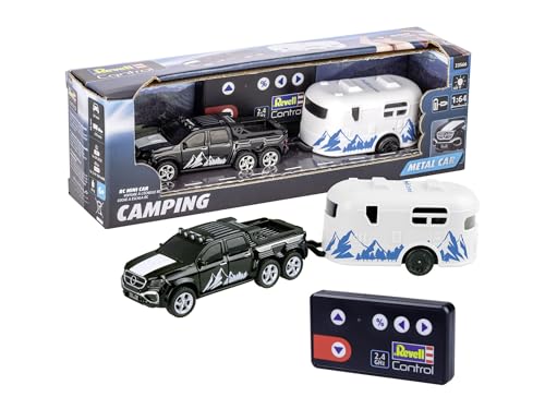 Revell Control I Mini RC Car mit Camper I Maßstab 1:64 I Ab 6 Jahren I Funkfrequenz: GHz I Camping-Abenteuer im Kleinformat I Realistisches Design I Funkgesteuertes Spielzeugauto von Revell