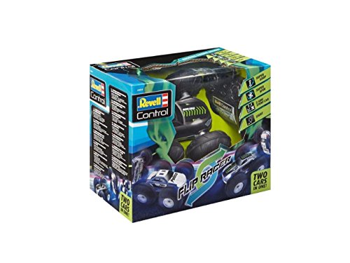 Revell Control Stunt Car Flip Racer, Spannende Rollenwechsel mit Flip-Funktion, Große Ballonreifen für jedes Terrain, LED-Scheinwerfer für Nachtrennen, Für Kinder ab 8 Jahren, Maßstab 1:10 von Revell Control