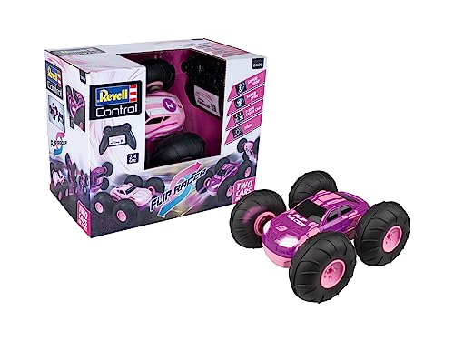 Revell Control Stunt Car Flip Racer Pink I Doppelter Fun-Spaß mit Flip-Funktion I 360° Spins für spektakuläre Stunts I Präzise Steuerung I mit LED-Scheinwerfern I Perfekt für Kinder ab 8 Jahren von Revell
