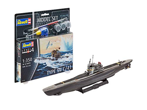 Revell 65154 Model Set Deutsches U-Boot Type VII C/41 1:350, Zum Bemalen von Revell