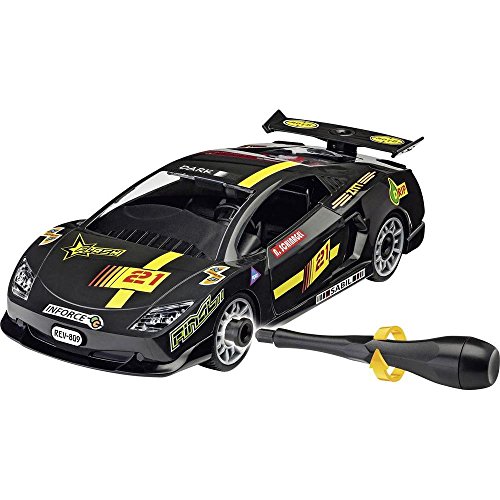 Revell Junior Kit Auto Modellbausatz für Kinder zum Schrauben, robuster Rennwagen zum Basteln und Spielen, ab 4+, kindgerecht, müheloses Verbinden weniger Teile, mit Aufklebern - RACING CAR 00809 von Revell