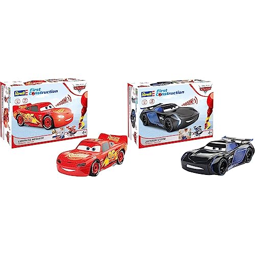 Revell Lightning McQueen Disney Cars Auto mit Licht&Sound, First Construction & Jackson Storm Disney Cars Auto mit Licht & Sound, First Construction, Bausatz für Kinder ab 4, Schwarz von Revell