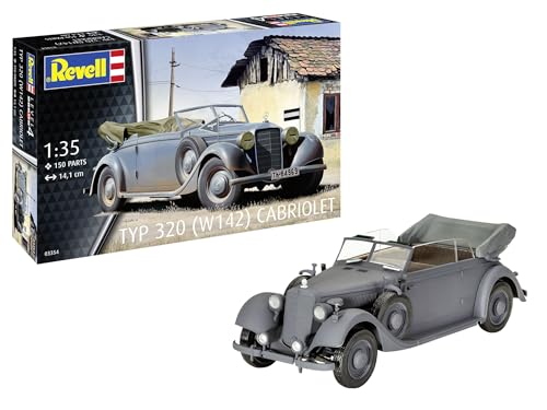 Revell Modellbausatz I Typ 320 (W142) Cabriolet I Detailliertes Modell eines Deutschen Luxusfahrzeugs aus den 1930er Jahren I Zivile und militärische Versionen I Präzise Nachbildung von Revell Modellbau