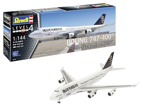 Revell Modellbausatz Boeing 747-400 Ed Force One, Einzigartiges Tour-Jumbo von Iron Maiden, Detaillierte CF-6-Triebwerke und Fahrwerke, Realitisches Flugzeugmodell Revell Modellbausatz Boeing 747-400 Ed Force One, Einzigartiges Tour-Jumbo von Iron Maiden, Detaillierte CF-6-Triebwerke und Fahrwerke, Realitisches Flugzeugmodell von Revell